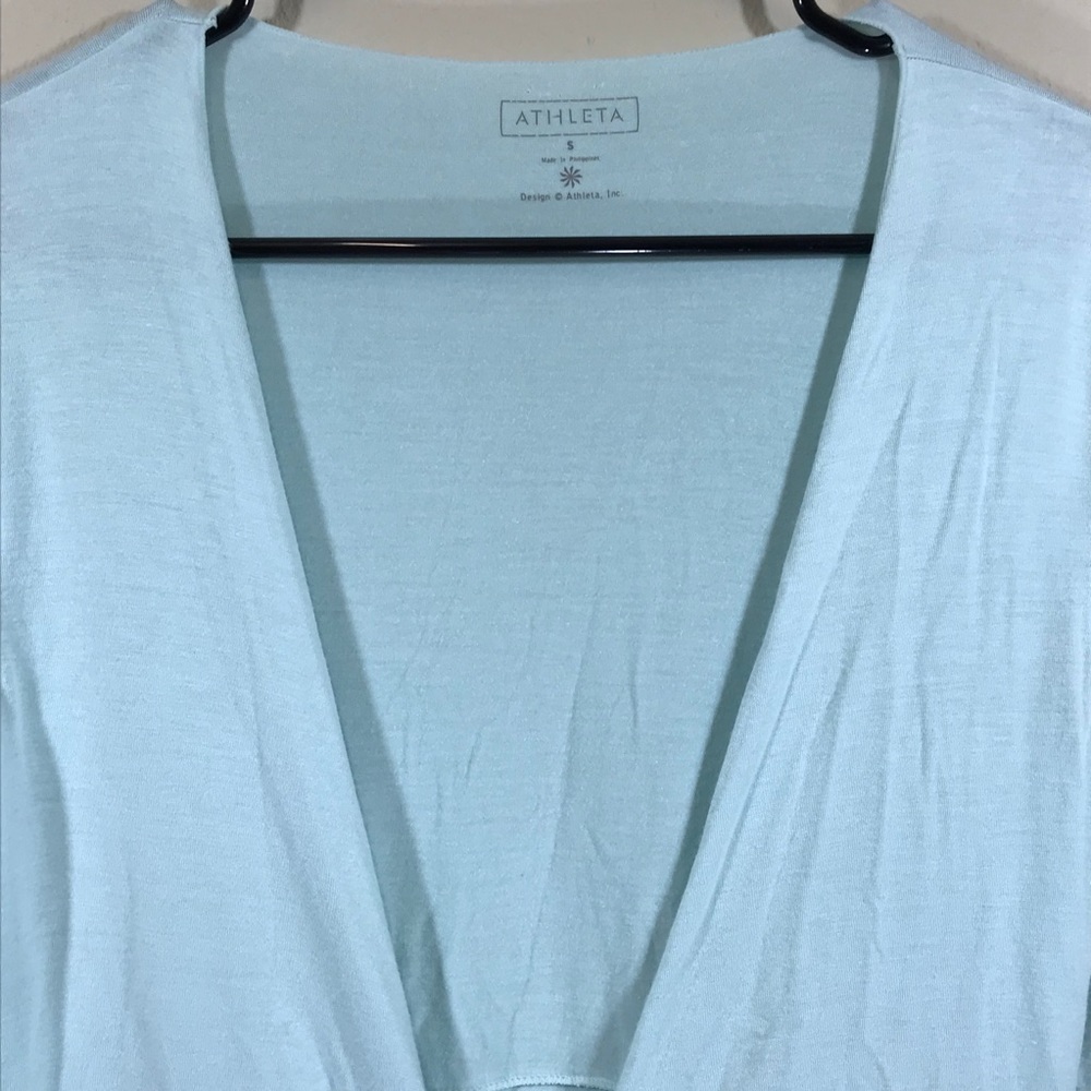 Blue Tie Front pocket kimono Cardigan style#44005 - Picture 3 of 8